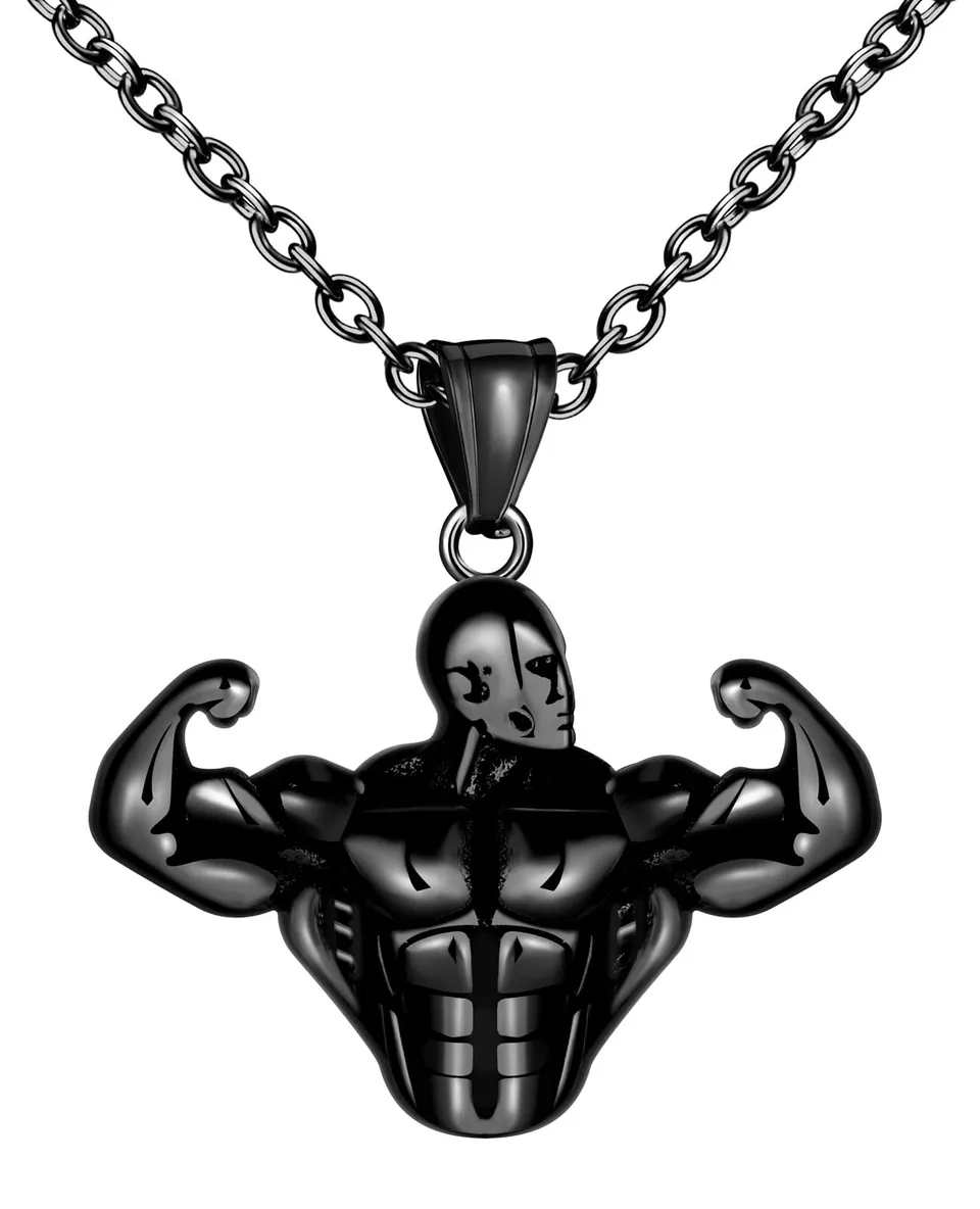 INFINIONLY Fashion Necklaces collana uomo bodybuilding nera