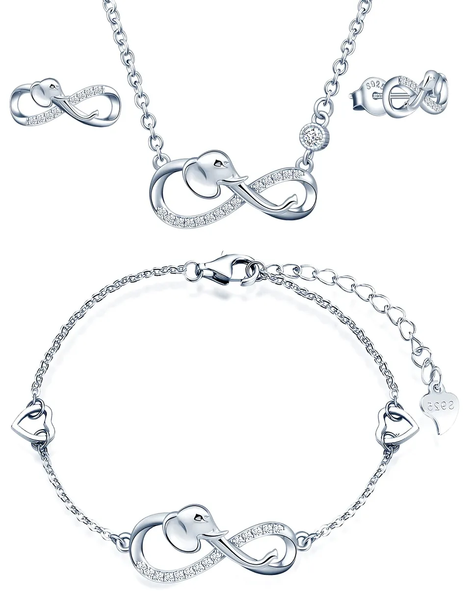 INFINIONLY parure argento 925 infinito elefante colore C