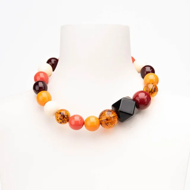 Chic Ad Hoc Collana girocollo sfere resina ambra multicolor