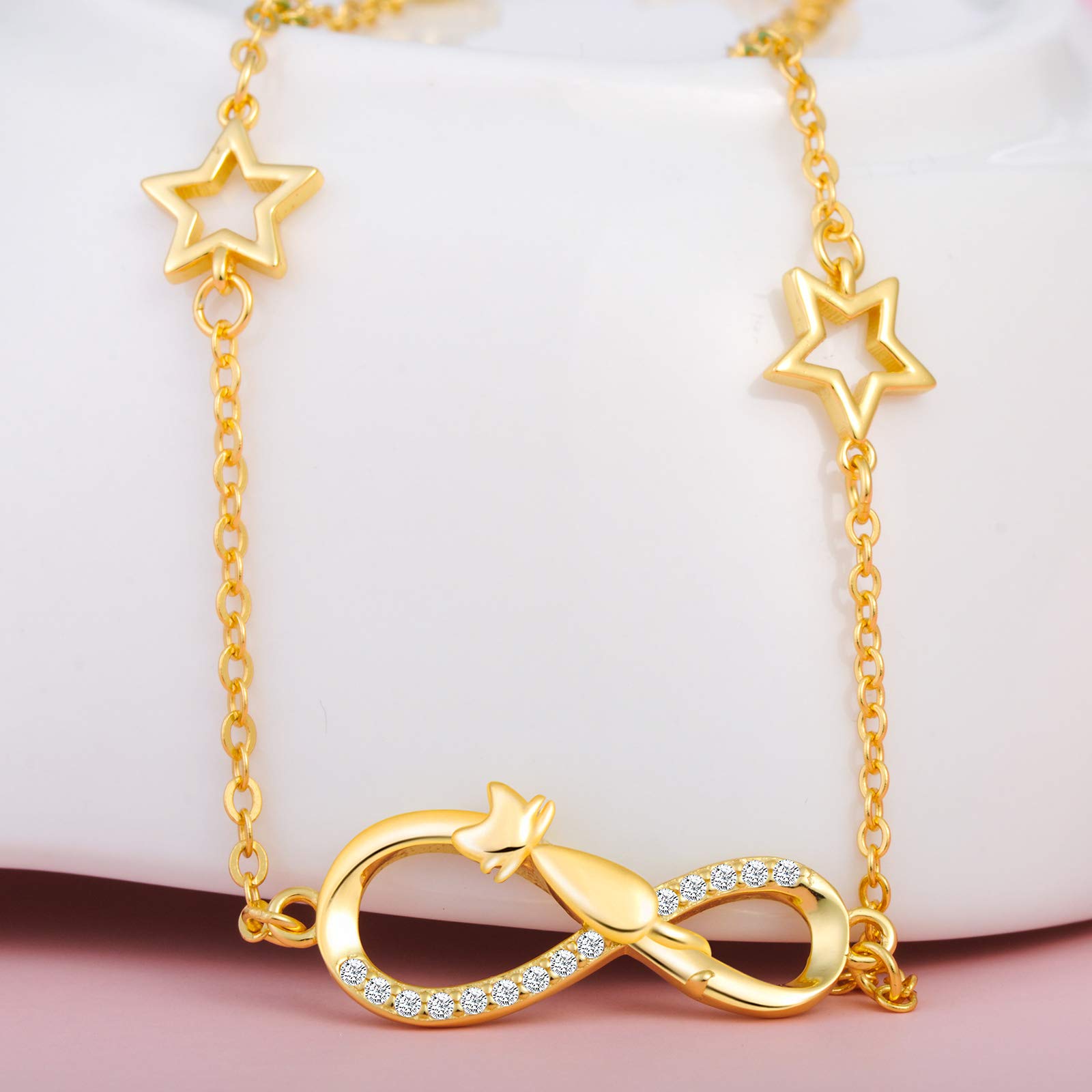 INFINIONLY Fashion Bracelets bracciale argento gatto stella