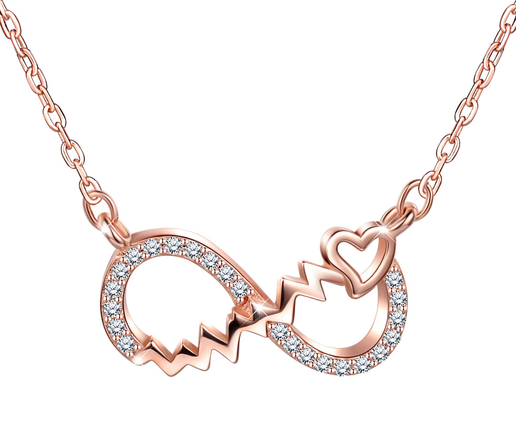 INFINIONLY Fashion Necklaces collana infinito argento oro rosa cuore