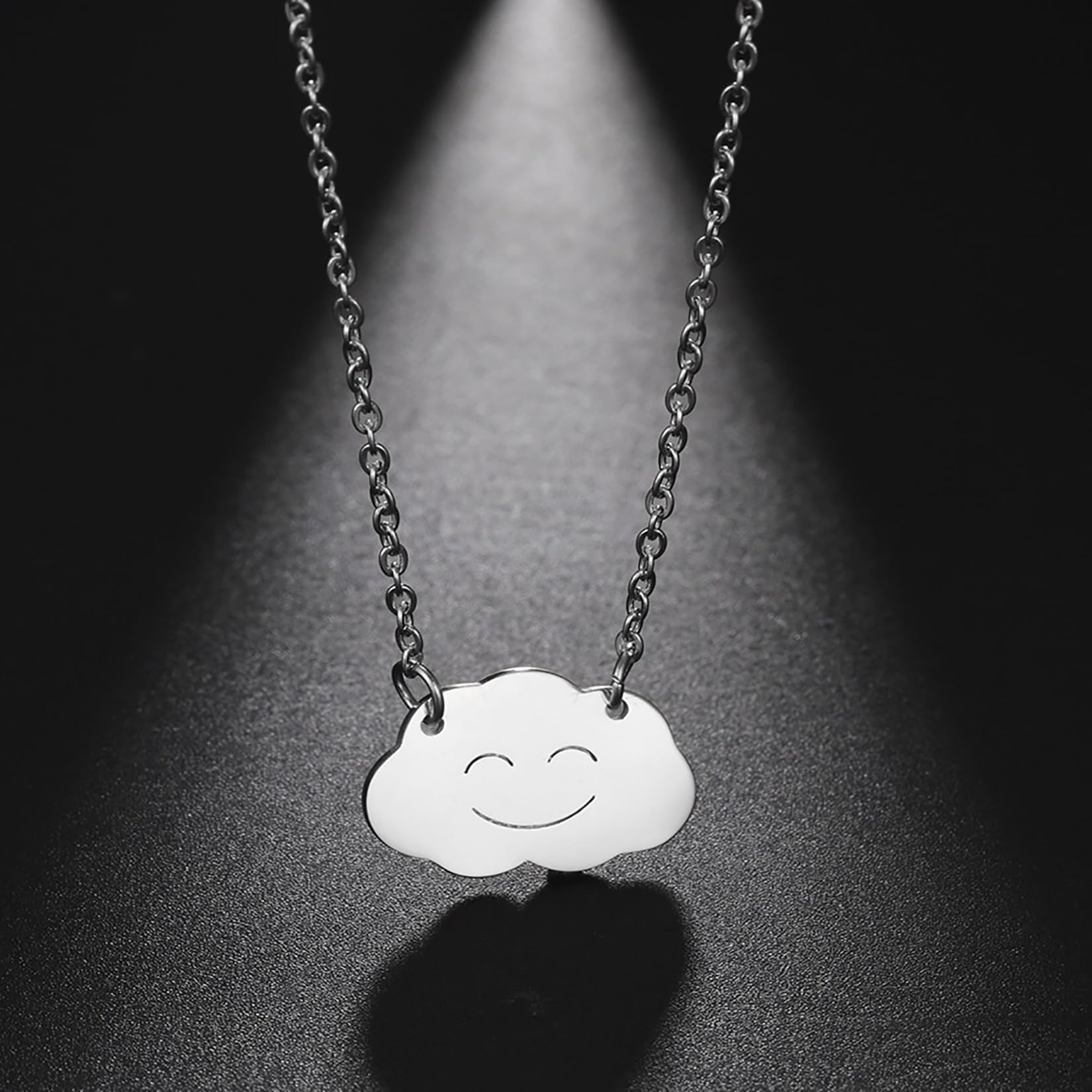 EUEAVAN Necklaces Collana nuvola smiley acciaio