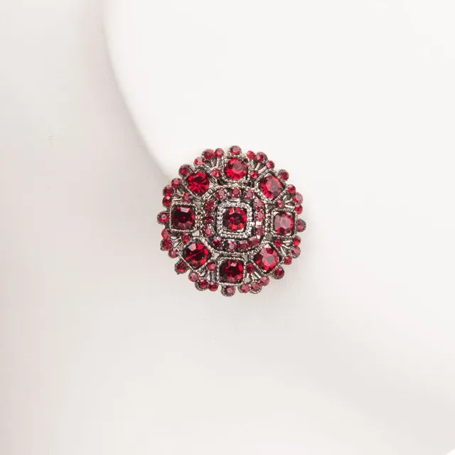 Chic Ad Hoc Orecchini a clip bottone cristalli bordeaux