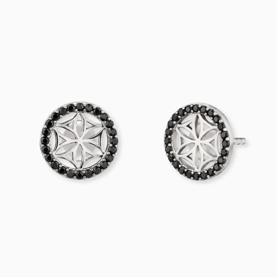 Engelsrufer Orecchini Argento Fiore Vita Zirconi Neri