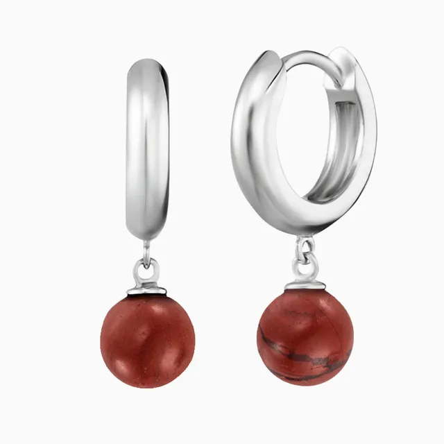 Engelsrufer Creole Diaspro Rosso Orecchini Argento Cerchi