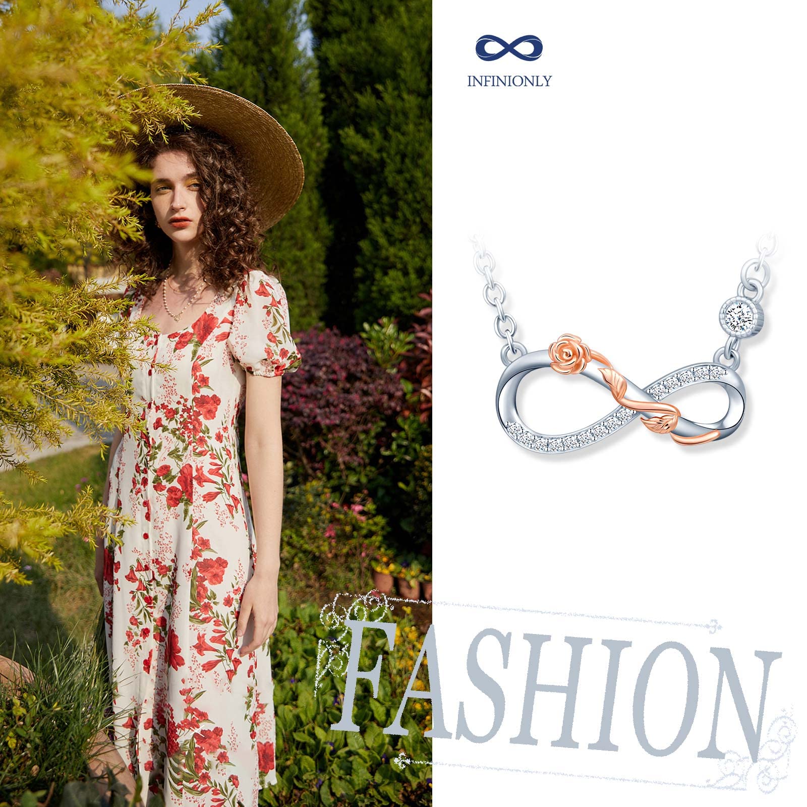 INFINIONLY Fashion Necklaces collana bicolore infinito rosa