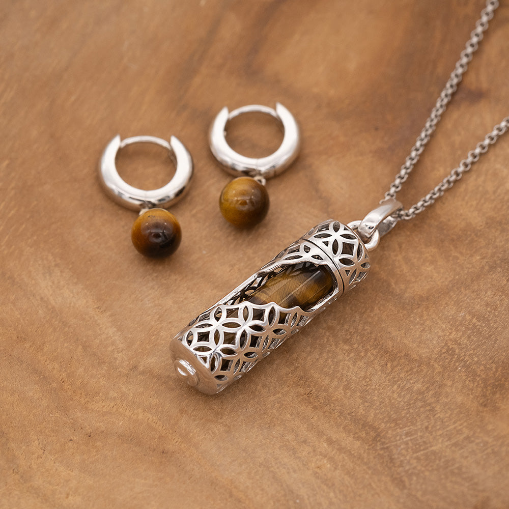Engelsrufer Powerful Stone collana argento occhio di tigre M