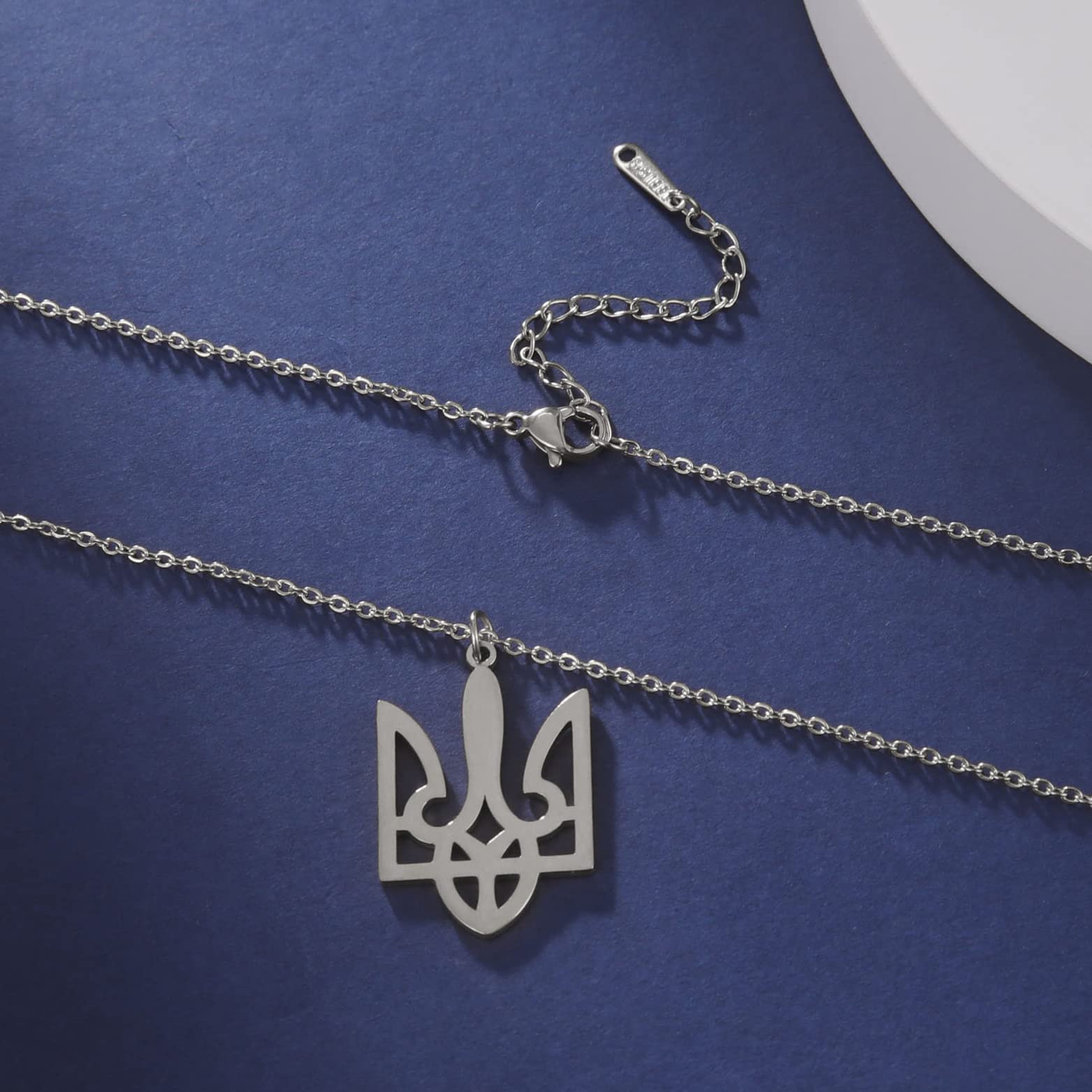 EUEAVAN Necklaces Collana tridente Ucraina argento acciaio