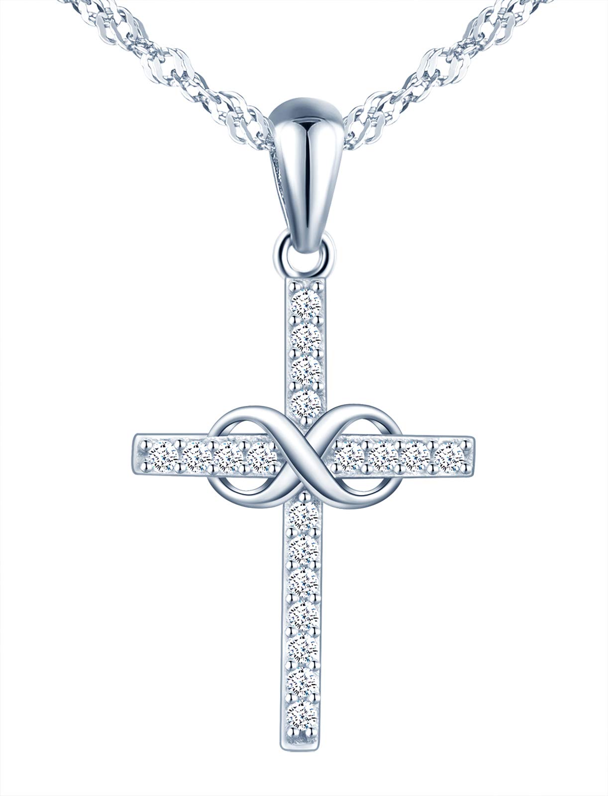 INFINIONLY Fashion Necklaces collana Silver-necklace croce
