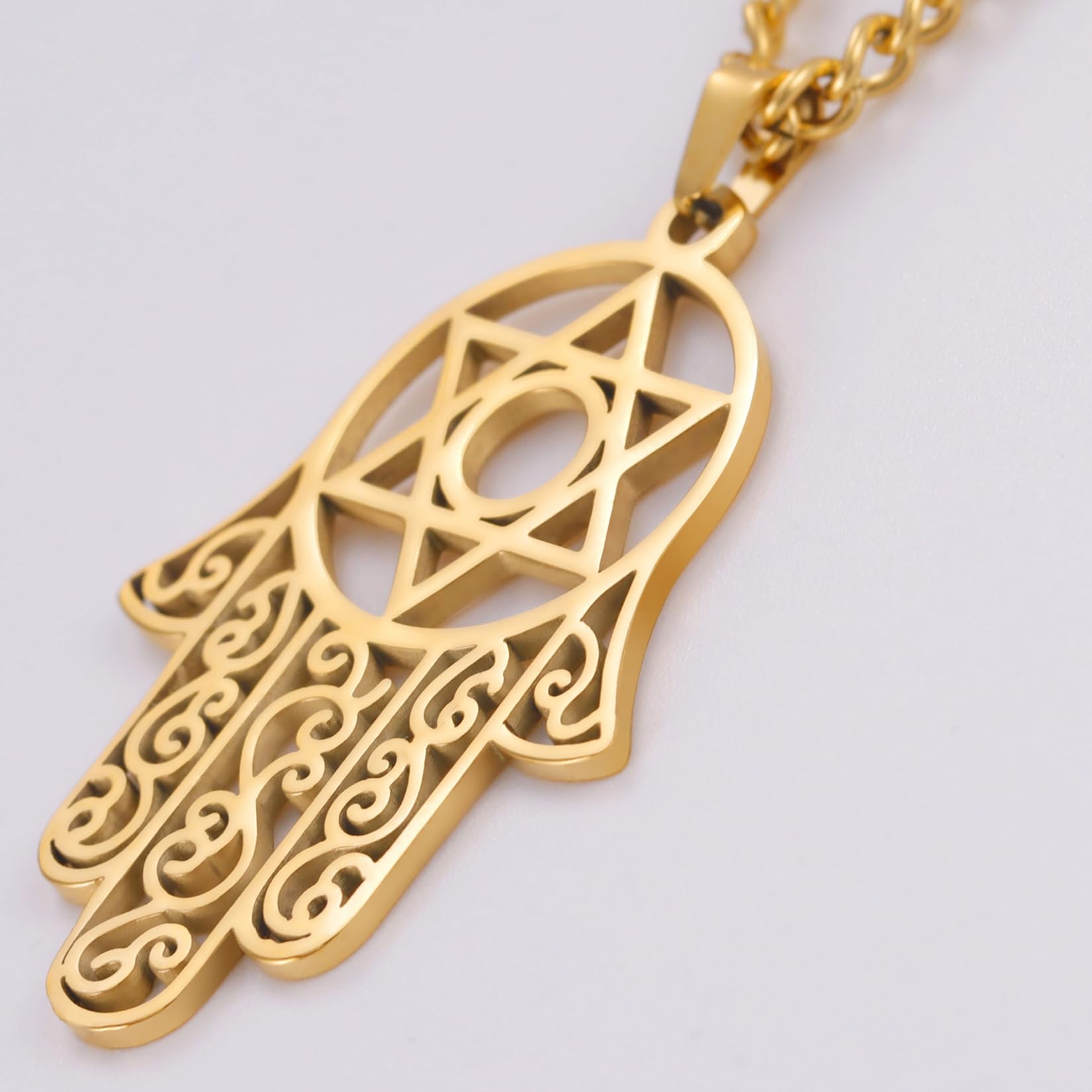 EUEAVAN Hamsa Mano di Fatima Collana Oro Stella di Davide Protezione