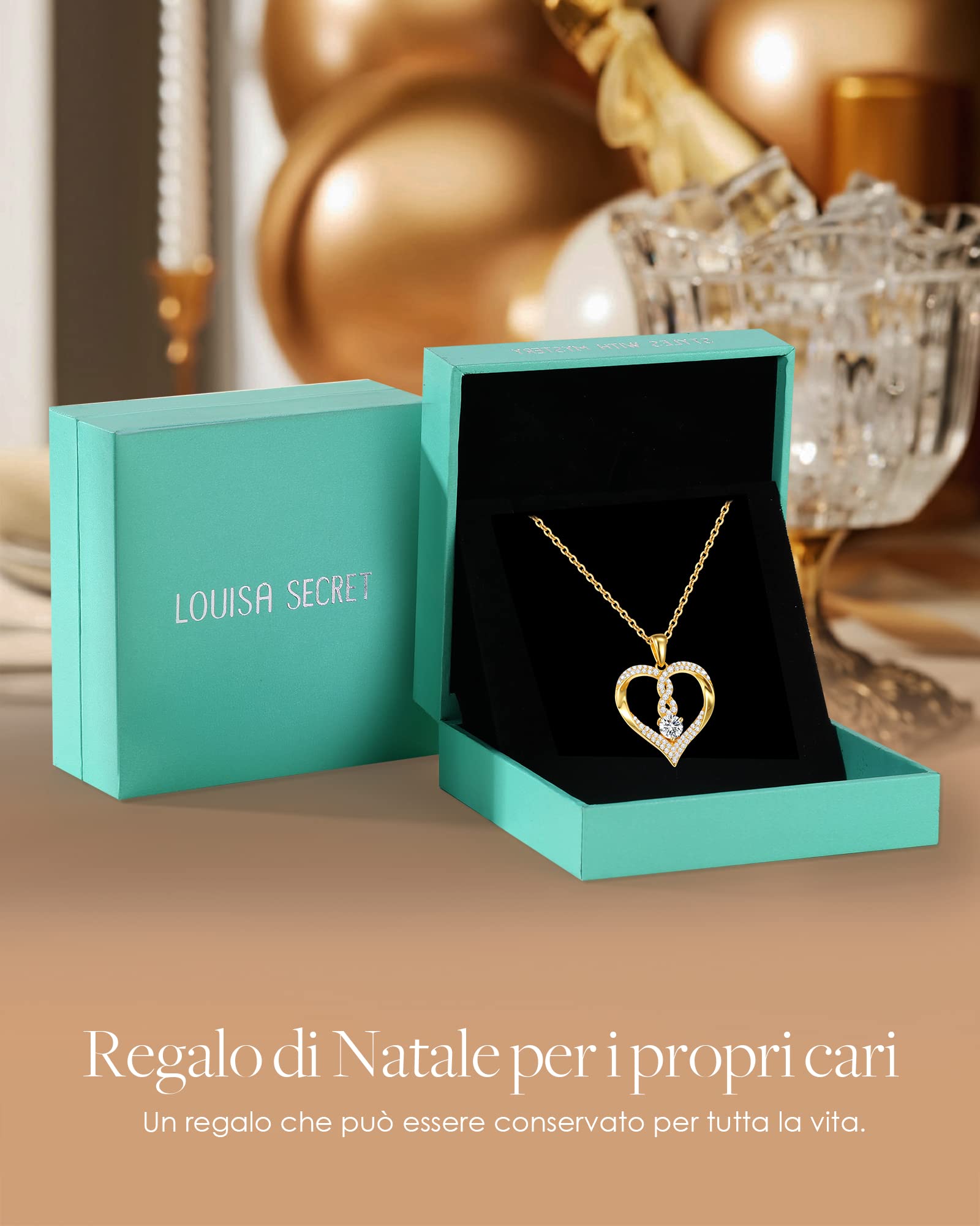 Louisa Secret Cuore Infinito Collana Oro Rosa Zirconia