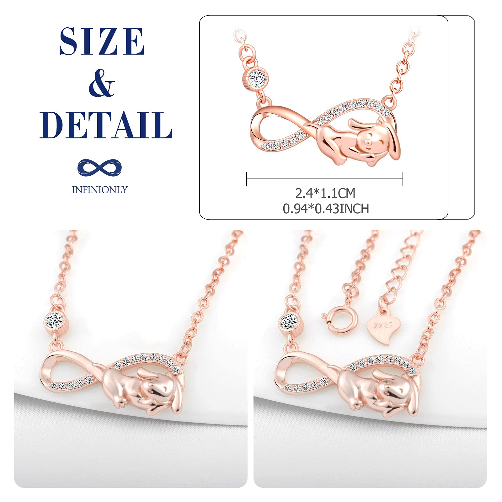 INFINIONLY Fashion Necklaces collana infinito cucciolo oro rosa
