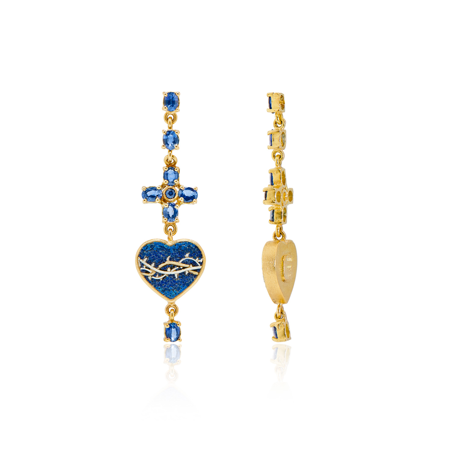 Le Sibille Blue Heart orecchini oro 18kt zaffiri blu 3,20 ct