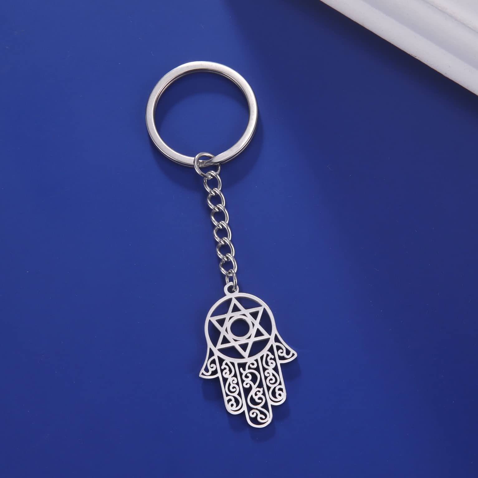 EUEAVAN Keyrings portachiavi hamsa mano fatima argento
