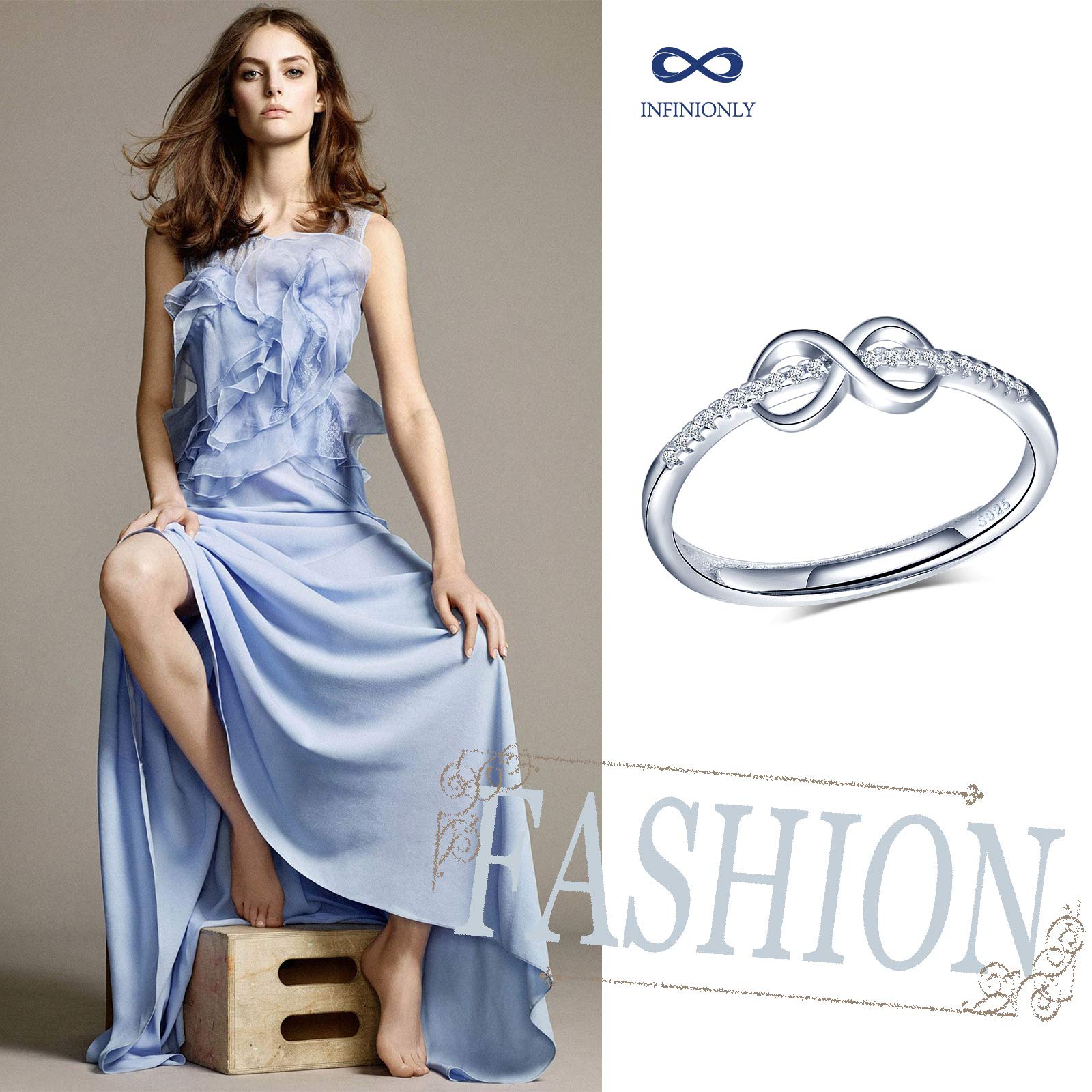 Infinionly Fashion anello argento 925 infinito regolabile Silver