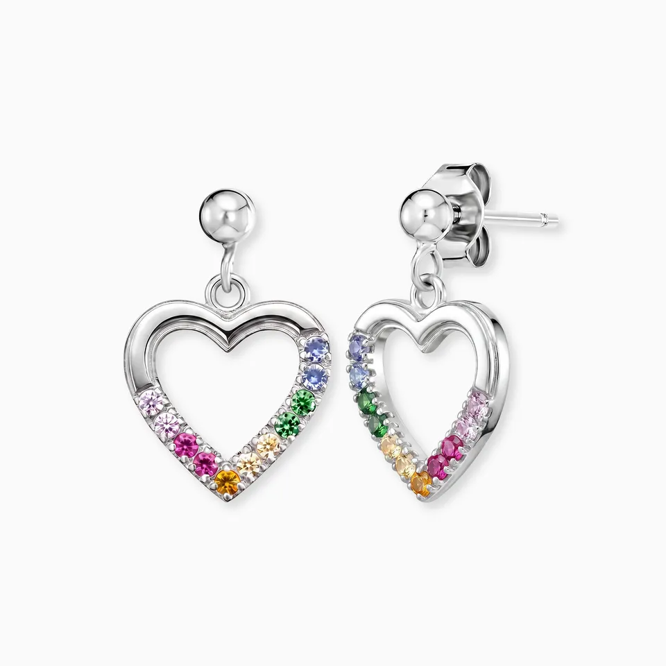 Engelsrufer Kinder Orecchini Acciaio Cuore Zirconia Multicolor