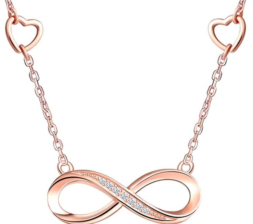 INFINIONLY collana infinito cuore oro rosa zircone
