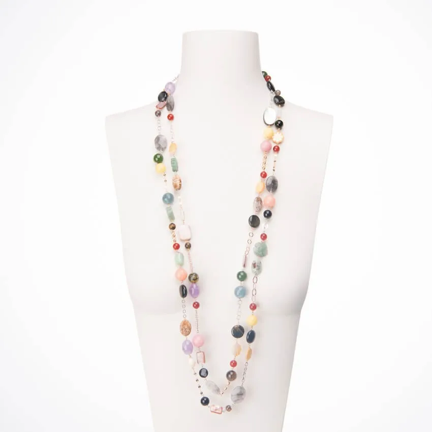 Chic Ad Hoc Collana lunga pietre dure multicolor