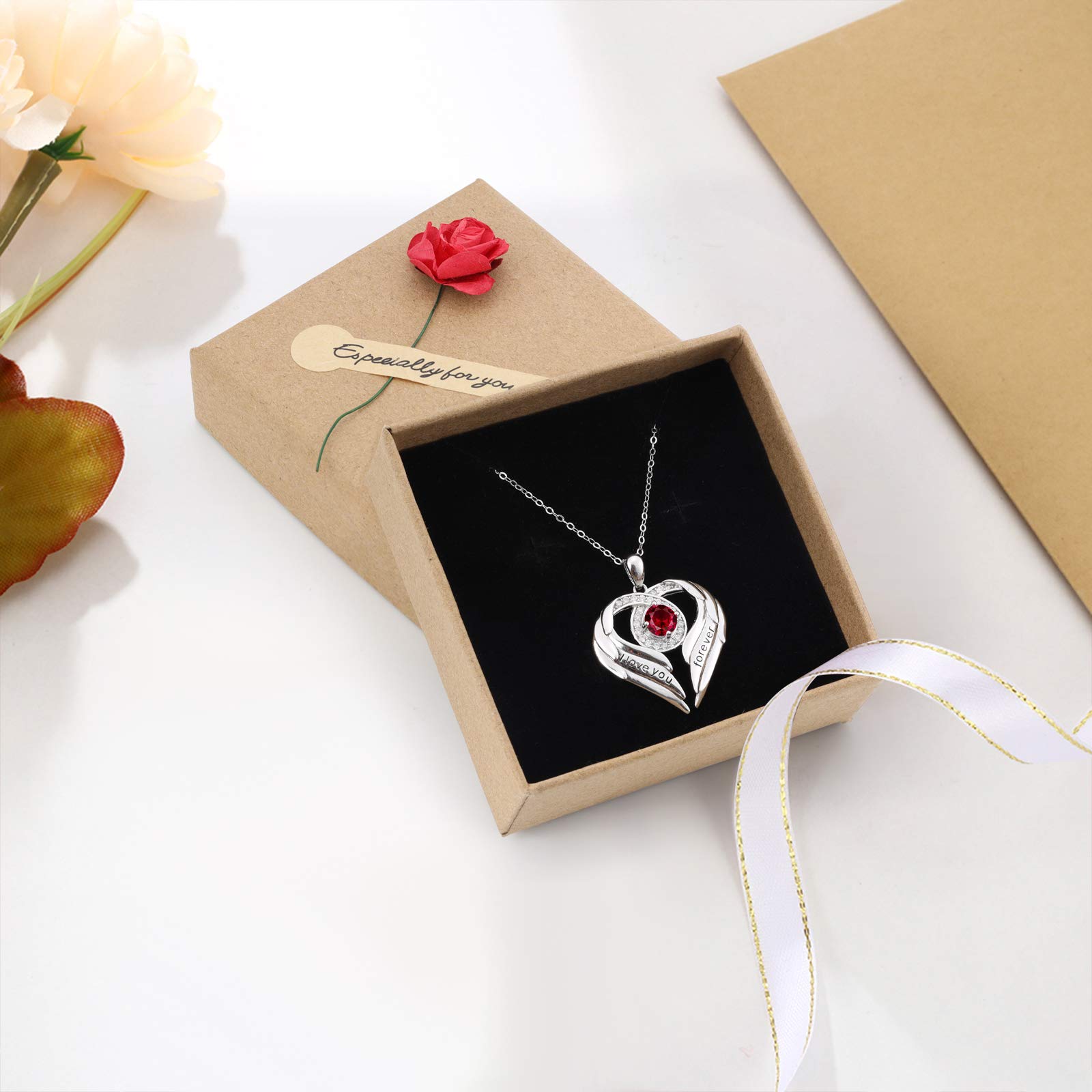 Jessemade Ala collana argento 925 cuore Love You Forever