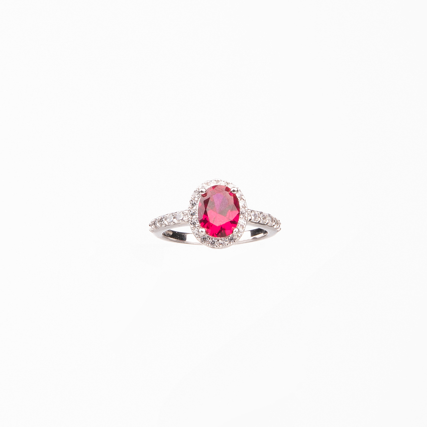 Chic Ad Hoc Anello Pietra Ovale Rosso Rubino