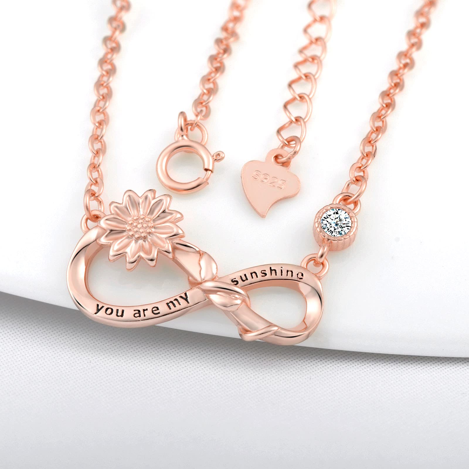 INFINIONLY Collana infinito girasole oro rosa argento