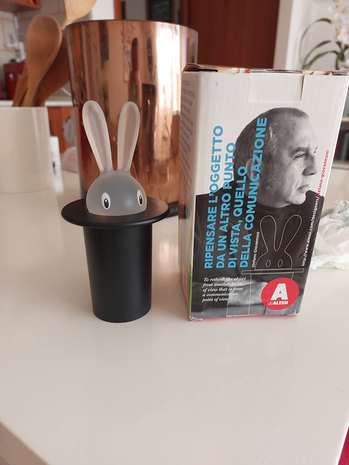 Alessi Magic Bunny ASG16 B Portastuzzicadenti Resina Nero 14 cm