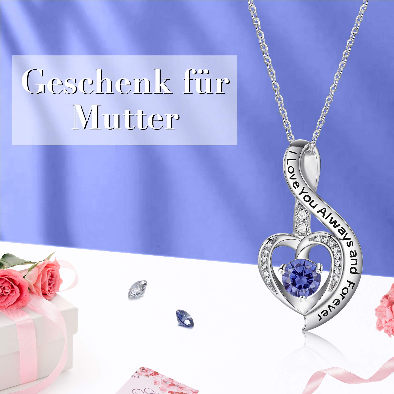 Jessemade Gioielli Collana Argento 925 Cuore Pietra Zirconi Mamma