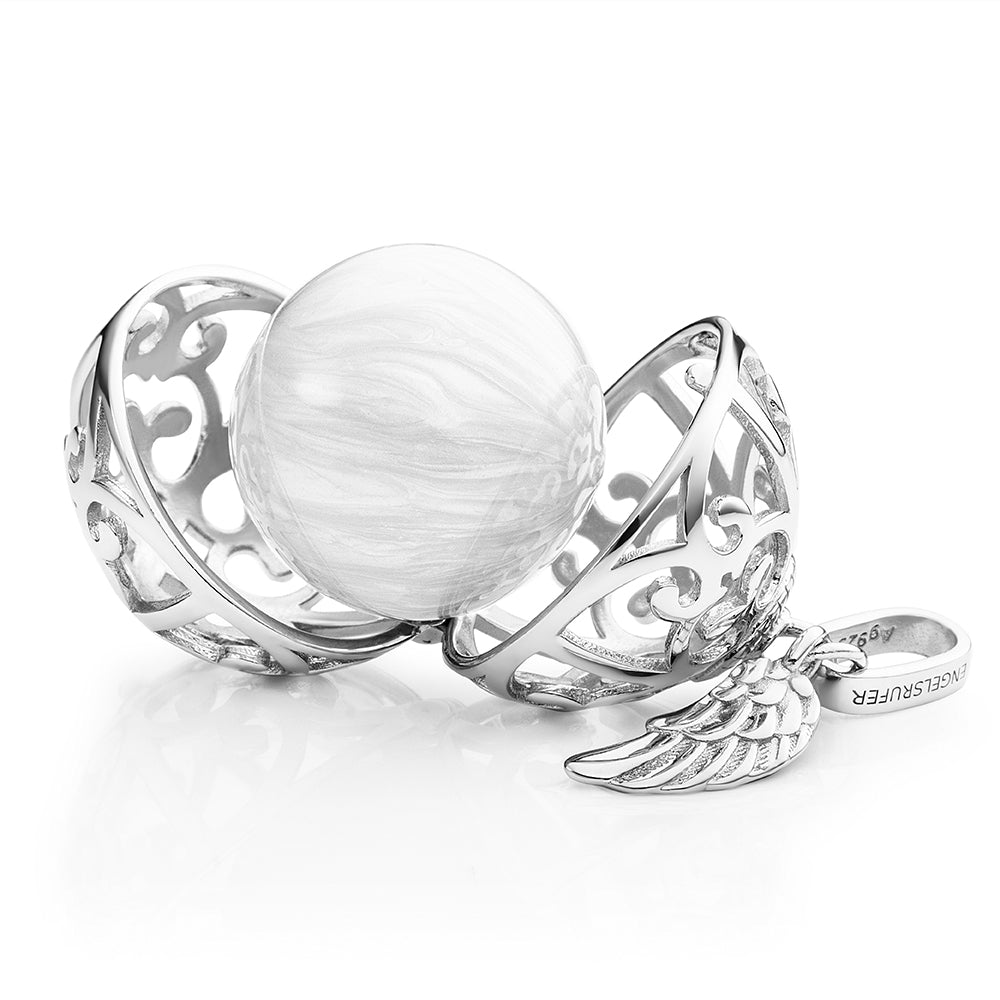 Engelsrufer Flügel ciondolo argento sfera bianca S M