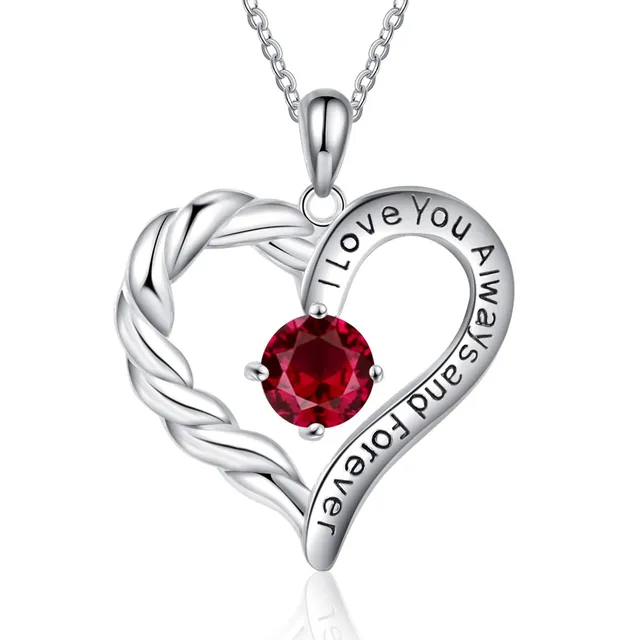 Jessemade Gioielli Collana Argento 925 Cuore Birthstone Regalo Madre
