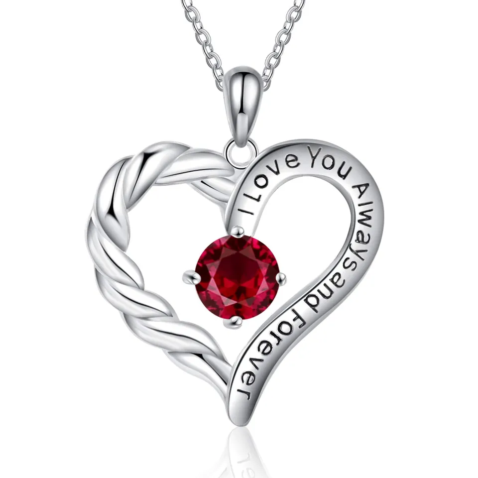Jessemade Gioielli Collana Argento 925 Cuore Birthstone Regalo Madre