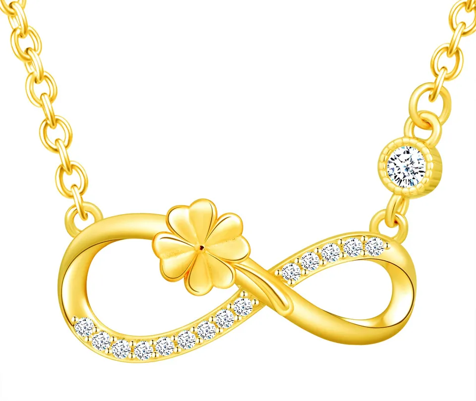 INFINIONLY Fashion Infinito Trifoglio Collana Oro Zirconi