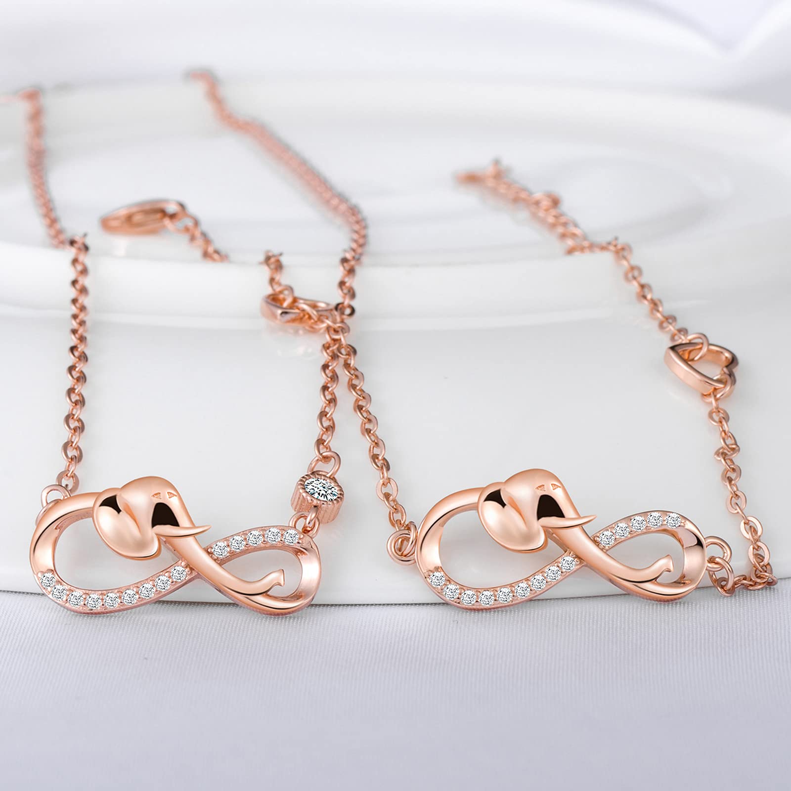 INFINIONLY Fashion Necklaces parure B collana oro rosa infinito