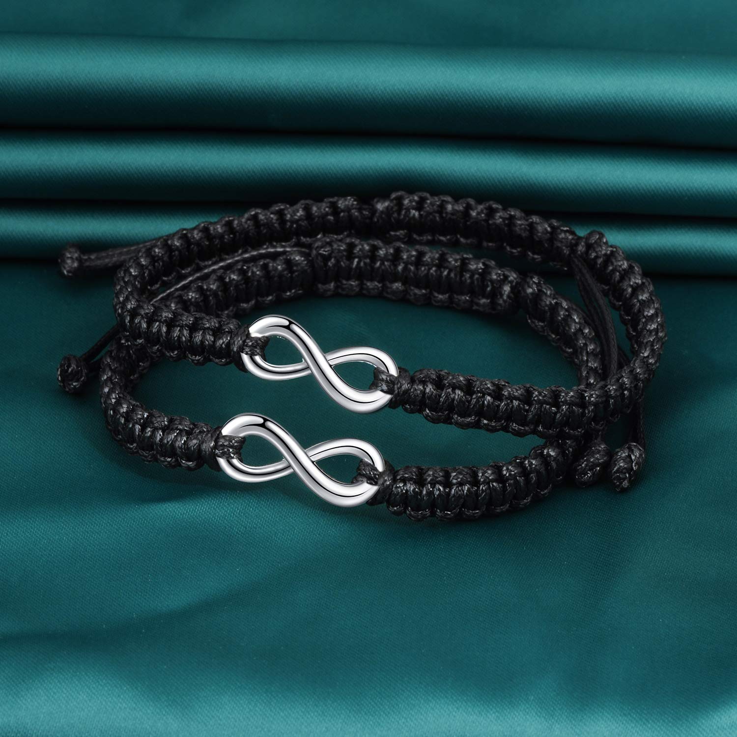 Infinionly Fashion bracciale intrecciato nero infinito 17-28 cm