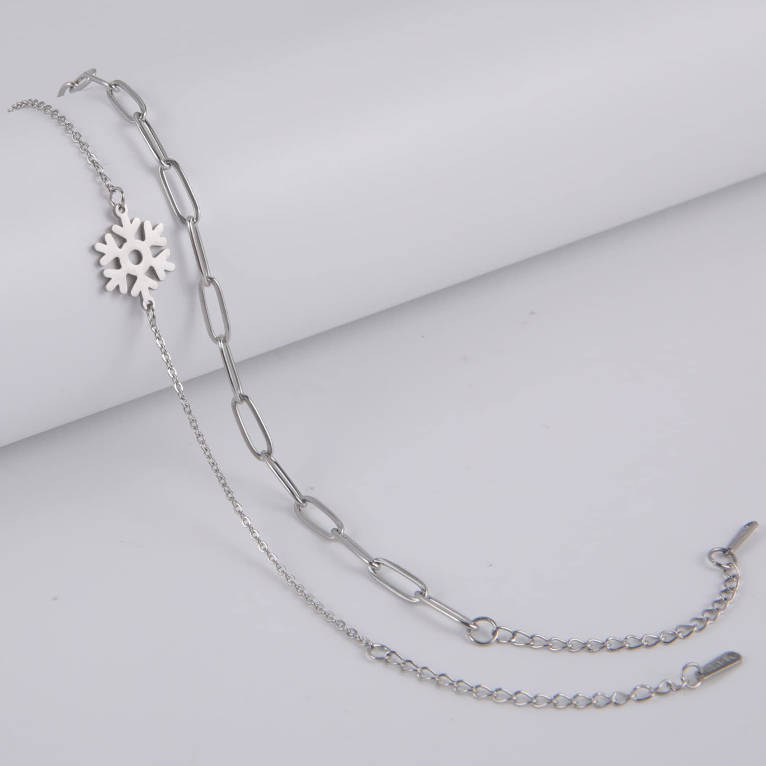 EUEAVAN Bracelets bracciale fiocco di neve acciaio regolabile