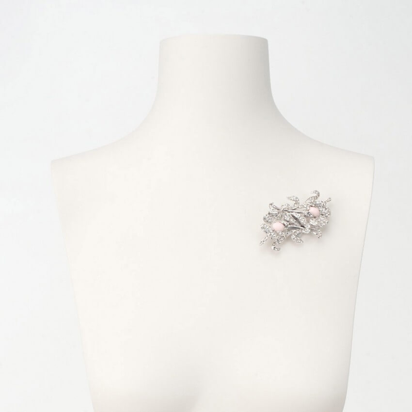 Chic Ad Hoc Spille Spilla orchidea argento e rosa peau d’ange