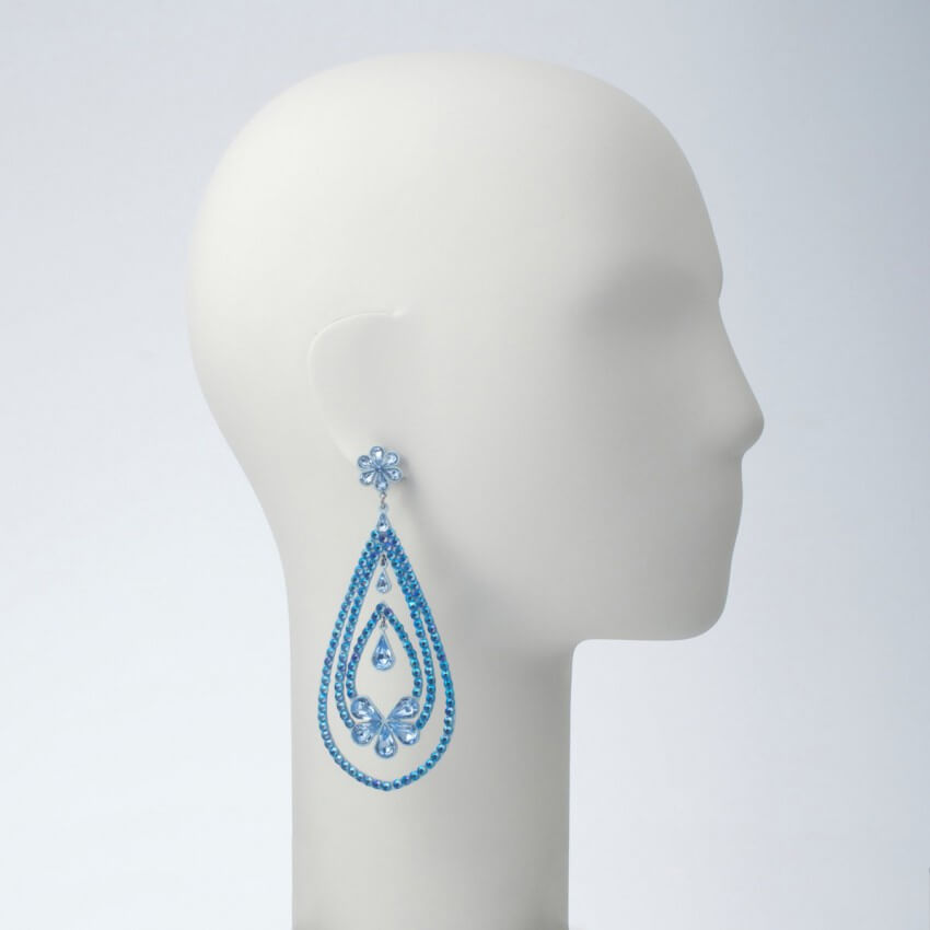 Chic Ad Hoc Orecchini Vistosi Strass Azzurro