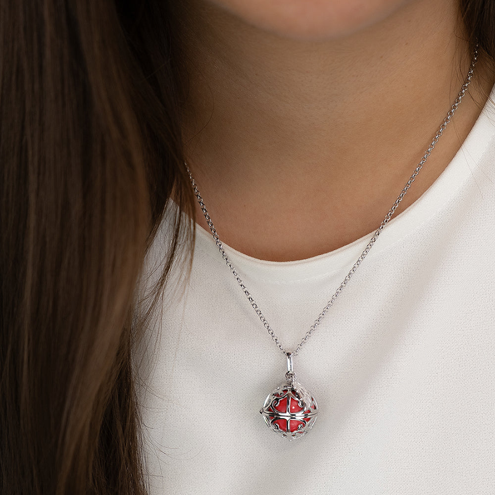 Engelsrufer Ciondolo Ala Argento 925 con Sfera Rossa M