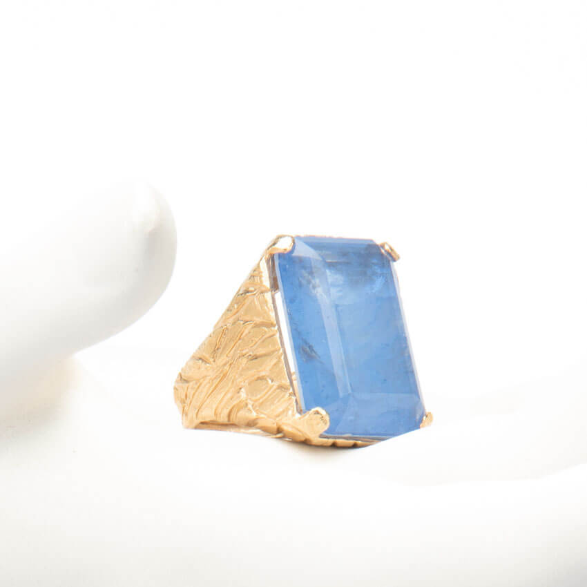 Chic Ad Hoc Anelli argento quarzo blu rettangolare