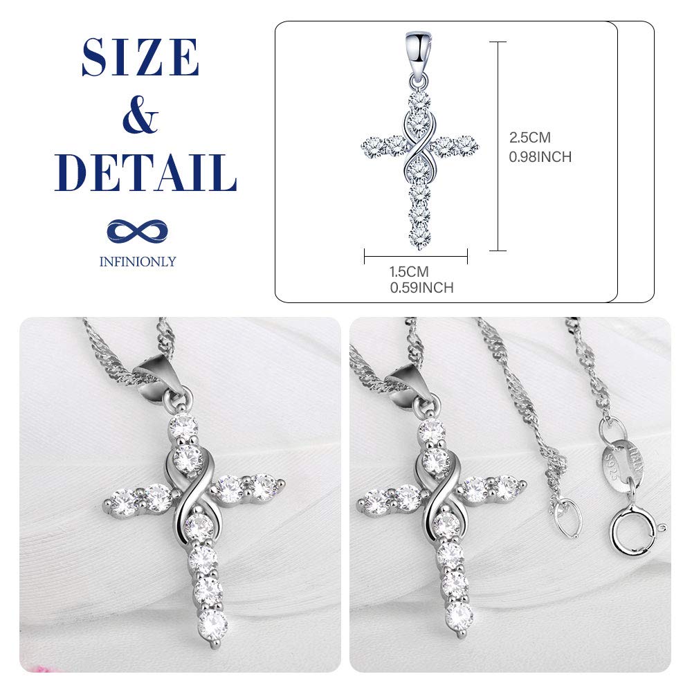 INFINIONLY Fashion Collana Argento 925 Silver Croce Infinito Zircone