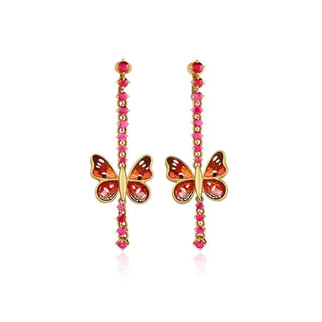 Le Sibille Mariposa orecchini oro 18ct rubini