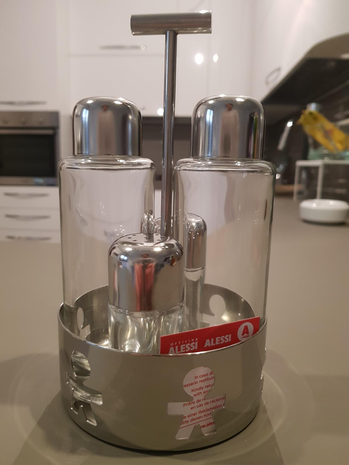 ALESSI Girotondo AKK73 Servizio Olio Aceto Sale Pepe Vetro