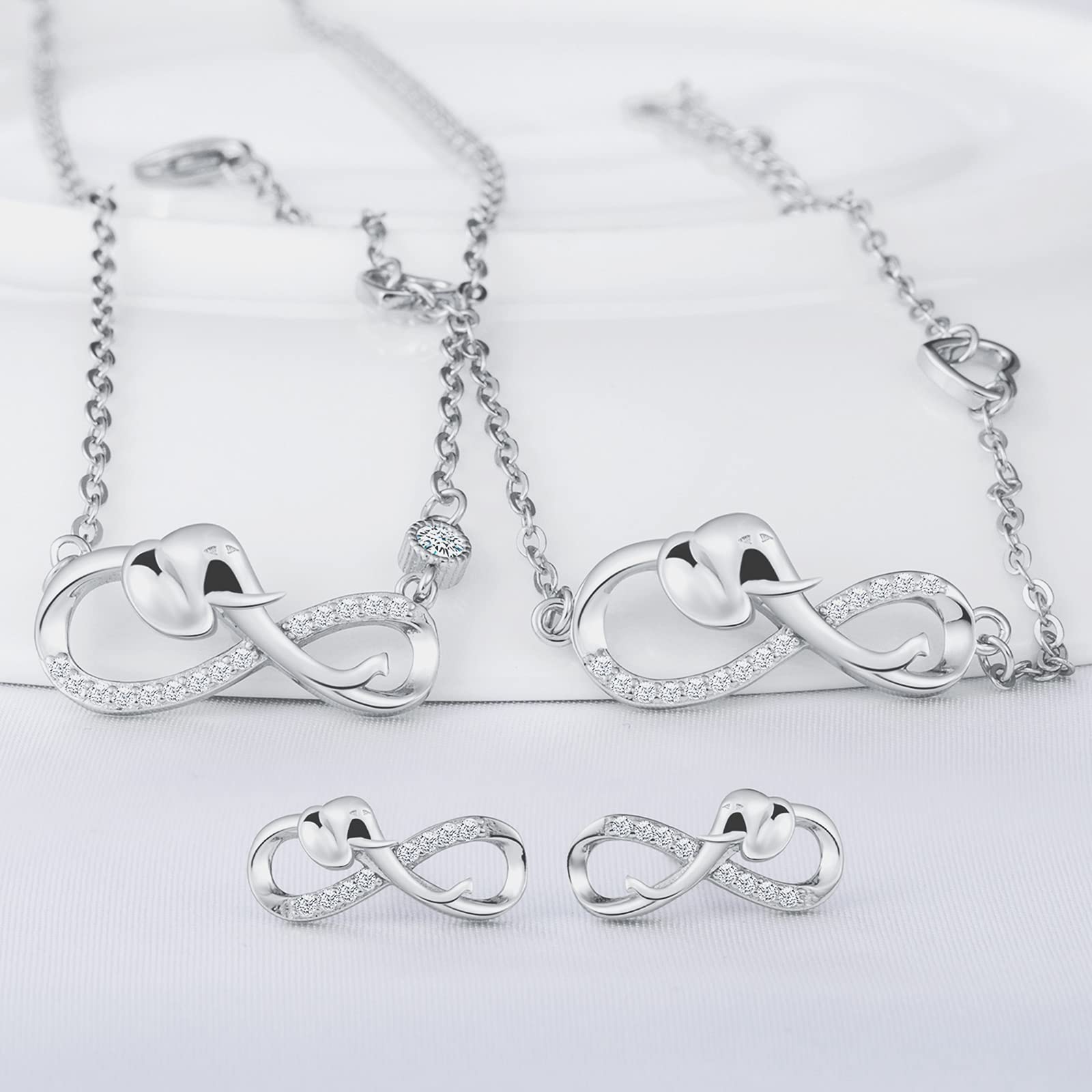 INFINIONLY parure argento 925 infinito elefante colore C