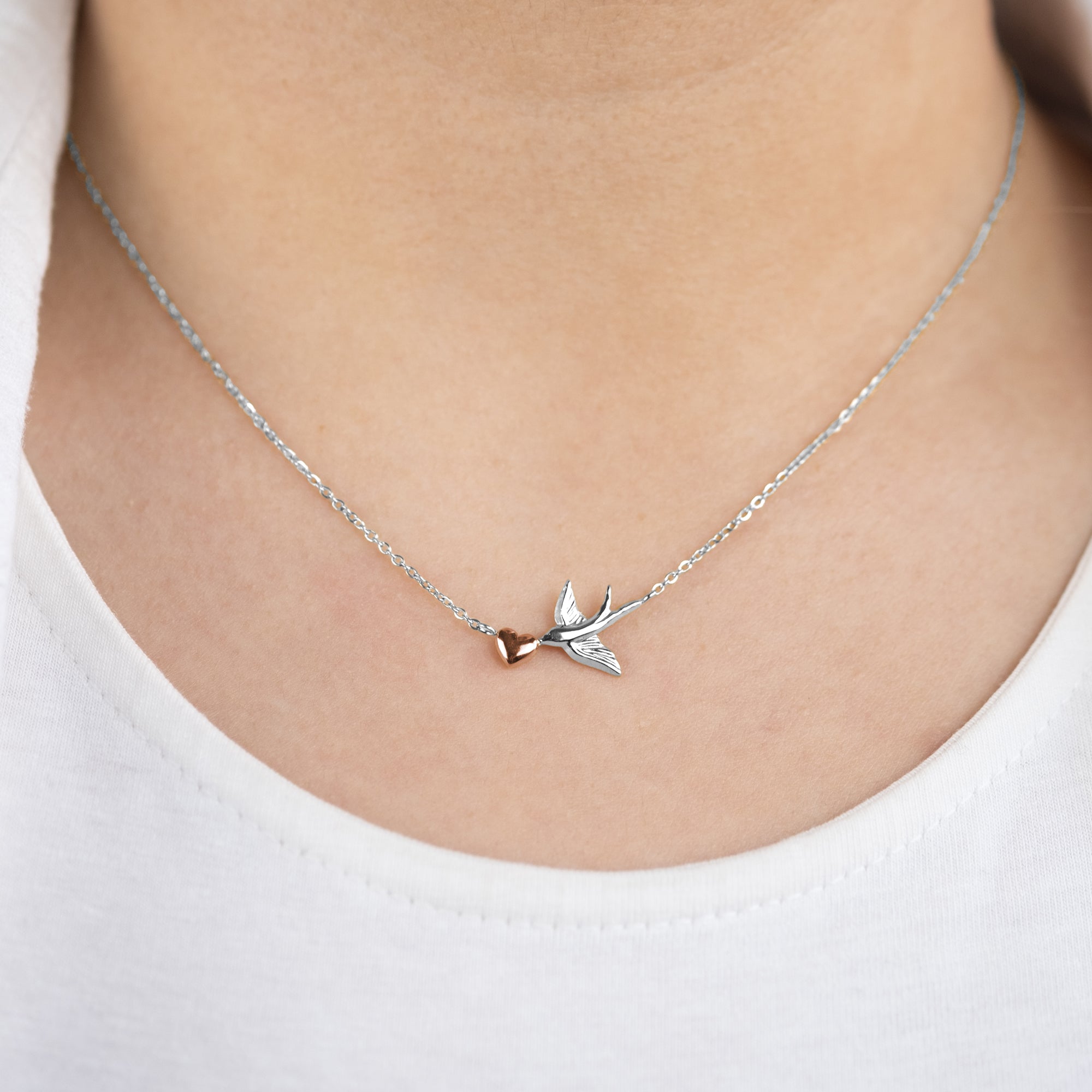 Engelsrufer MySteel Freedom collana bicolor cuore rondine