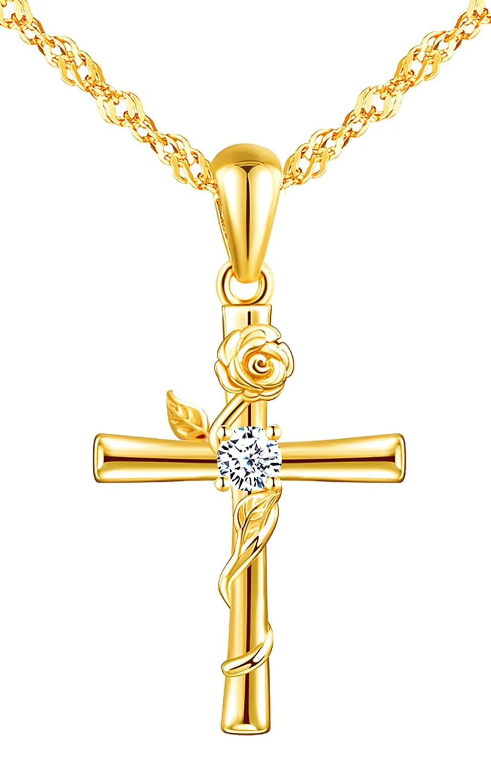 Infinionly collana croce argento 925 oro zirconi
