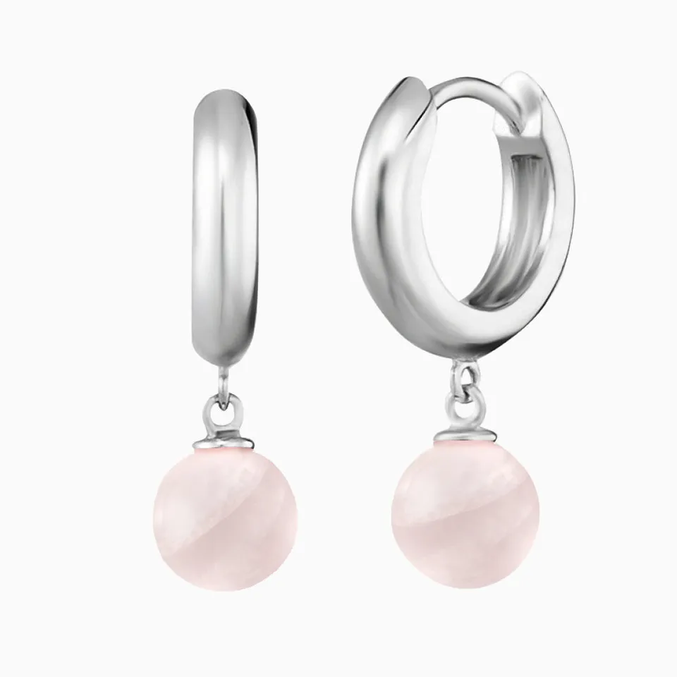 Engelsrufer Creole Argento 925 Orecchini Quarzo Rosa