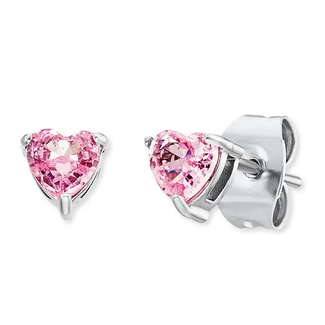Engelsrufer Orecchini Bimba Cuore Zirconia Rosa Acciaio