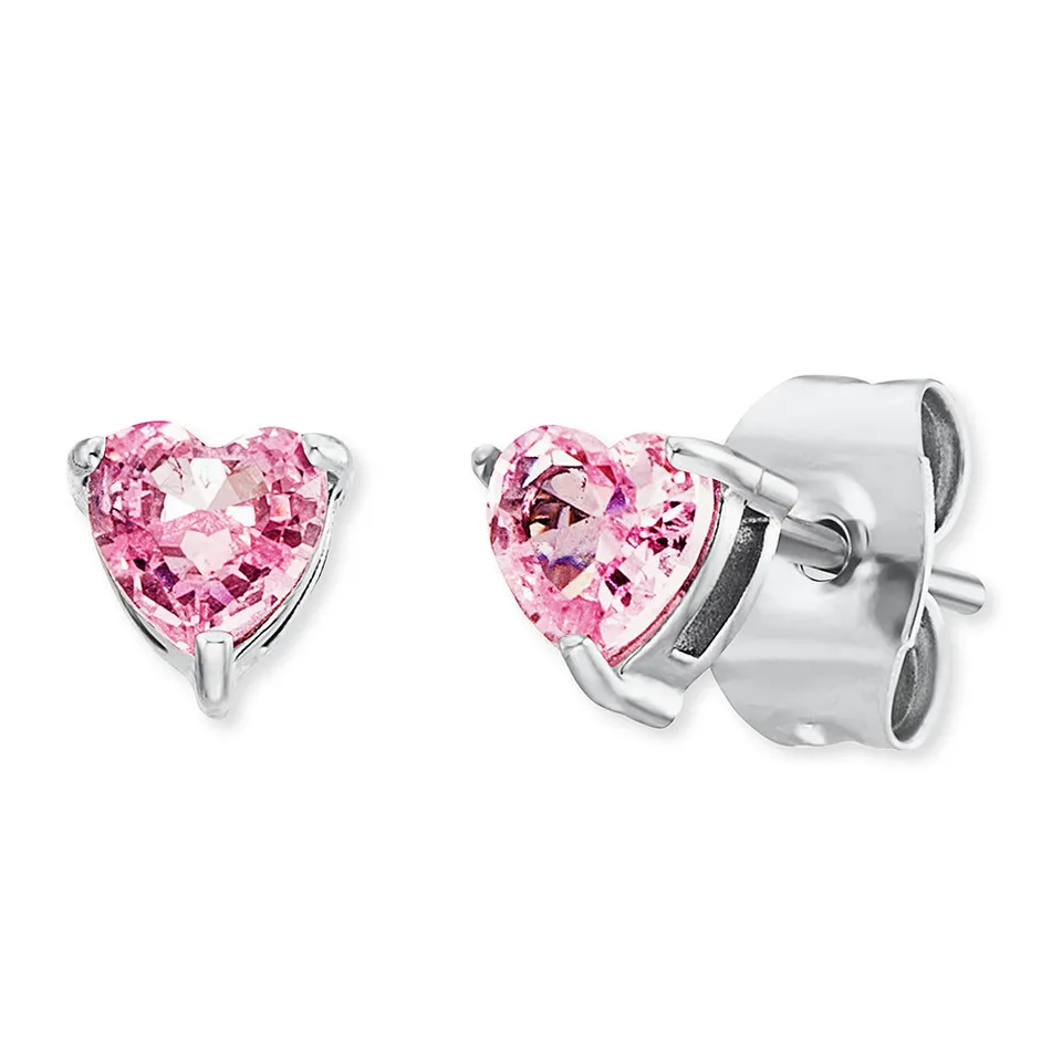 Engelsrufer Orecchini Bimba Cuore Zirconia Rosa Acciaio