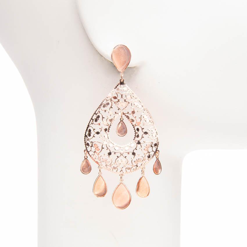 Chic Ad Hoc Orecchini perno arabesco gocce oro rosa