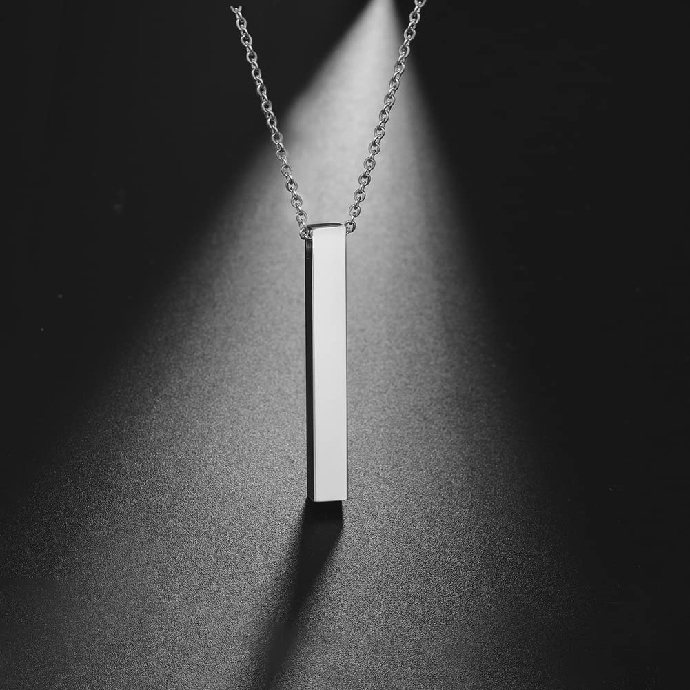 EUEAVAN Necklaces collana barra acciaio 60cm argento