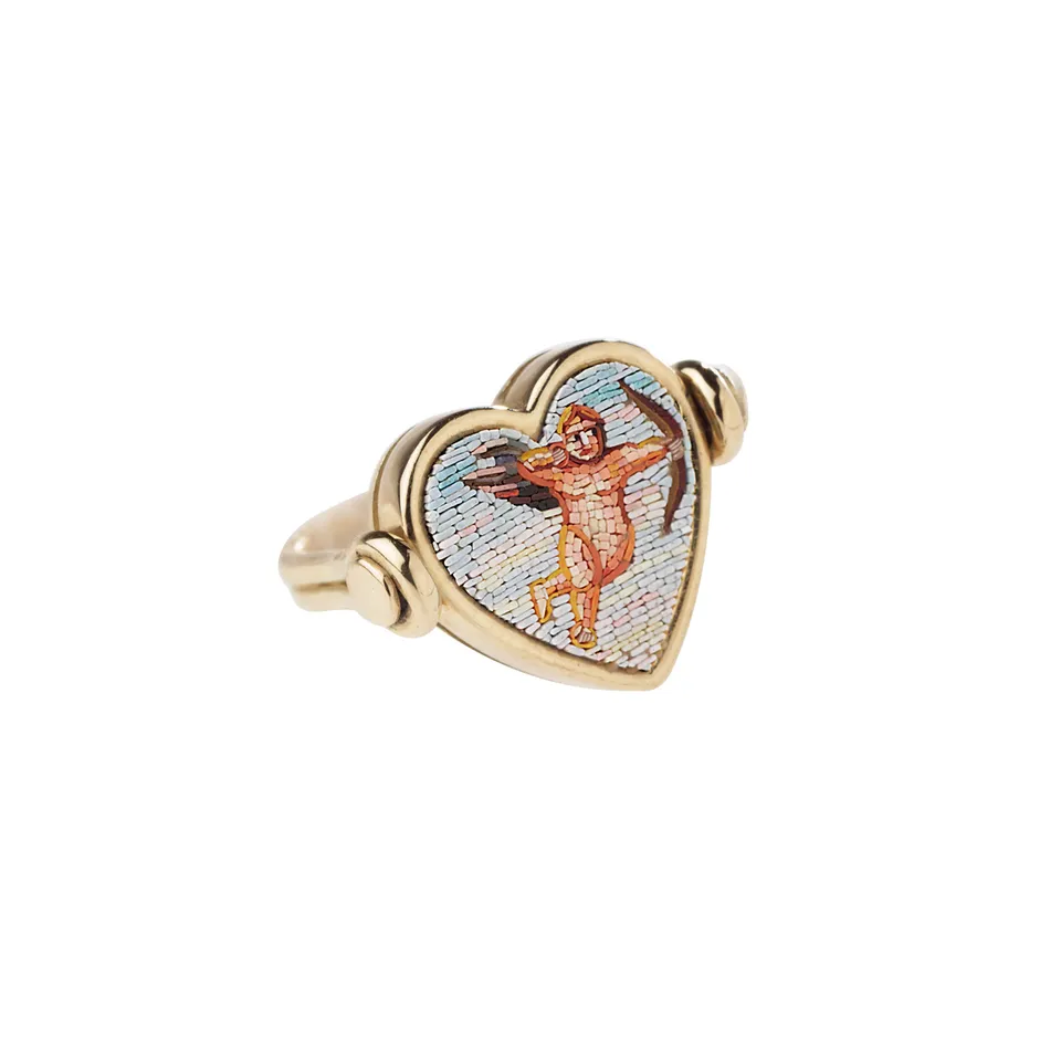 Le Sibille Cupido anello oro 18kt diamante girevole